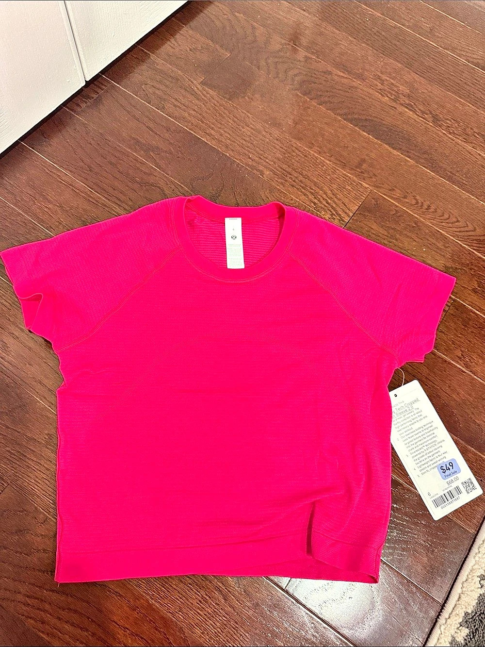 lululemon Swiftly Tech Cropped Short Sleeve 2.0 Short Sleeve in Pink Size 6 NWT